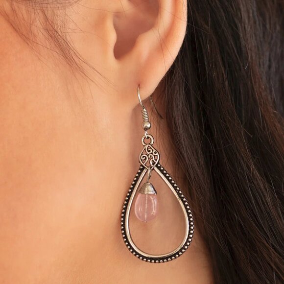 Paparazzi Jewelry - I'll Believe It ZEN I See It - Pink Earrings - Vintage - Picture 3 of 4